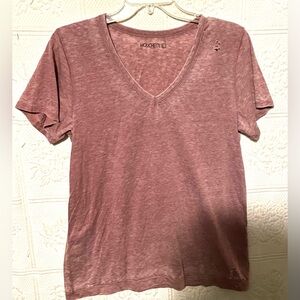 Mouchette Size L Large Womens Distressed Basic T-Shirt Red